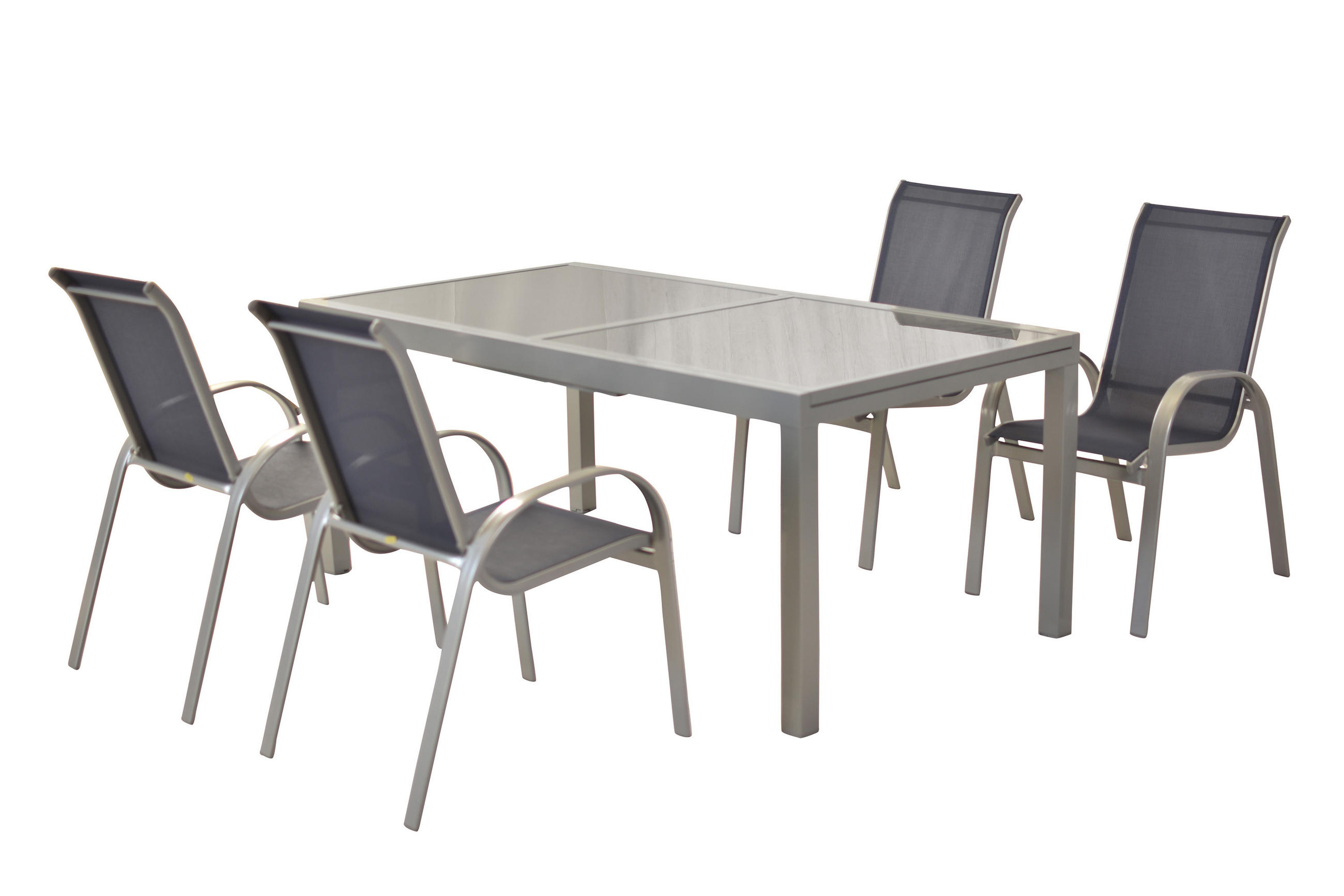 GARTENSET Aluminium - Blau/Silberfarben, MODERN, Textil/Metall - Gardenson