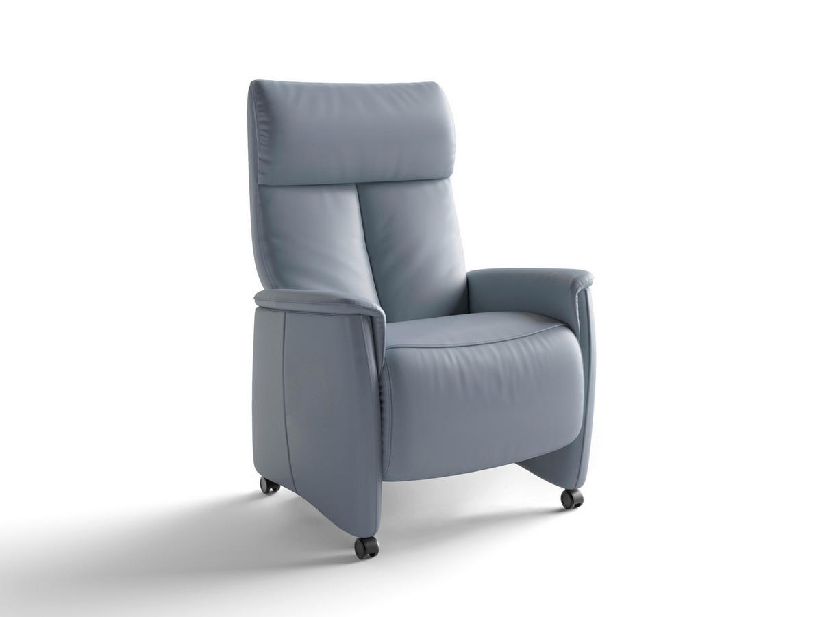 RELAXAČNÉ KRESLO, koža, sivomodrá - čierna/sivomodrá, Basics, koža/plast (76/112/84cm) - Sit & More