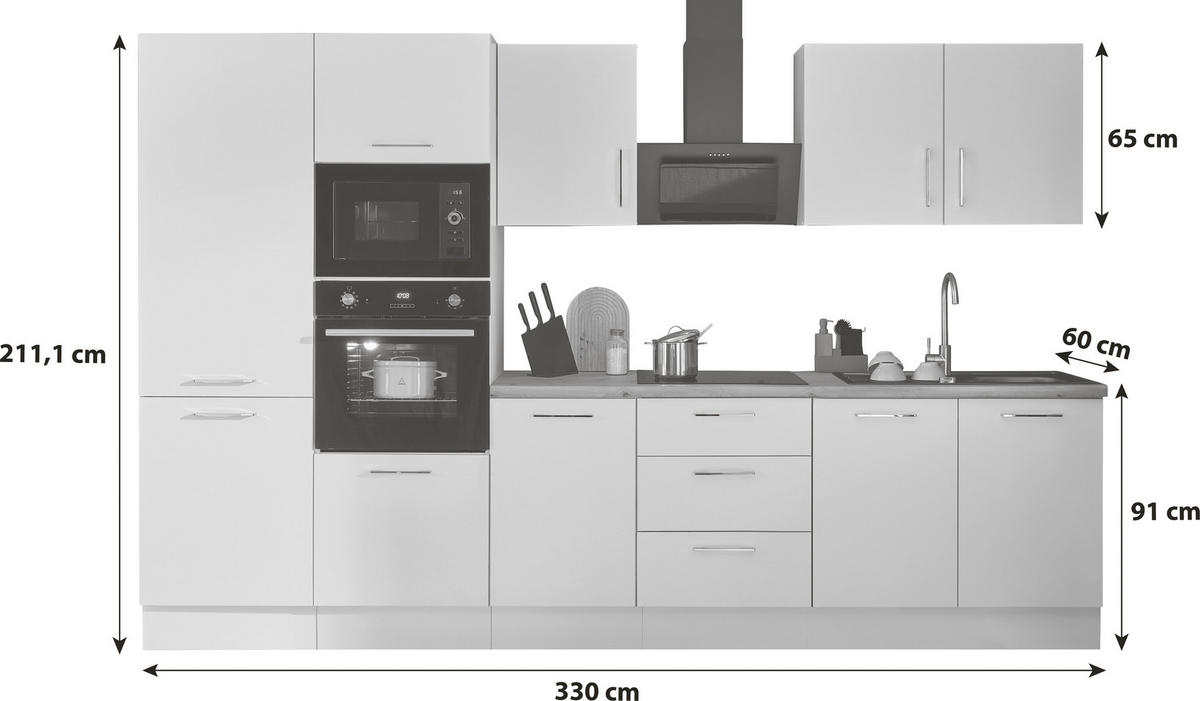 KÜCHENBLOCK 330 cm   in Eiche Artisan, Schwarz  - Schwarz/Eiche Artisan, Basics, Holzwerkstoff/Metall (330cm) - MID.YOU