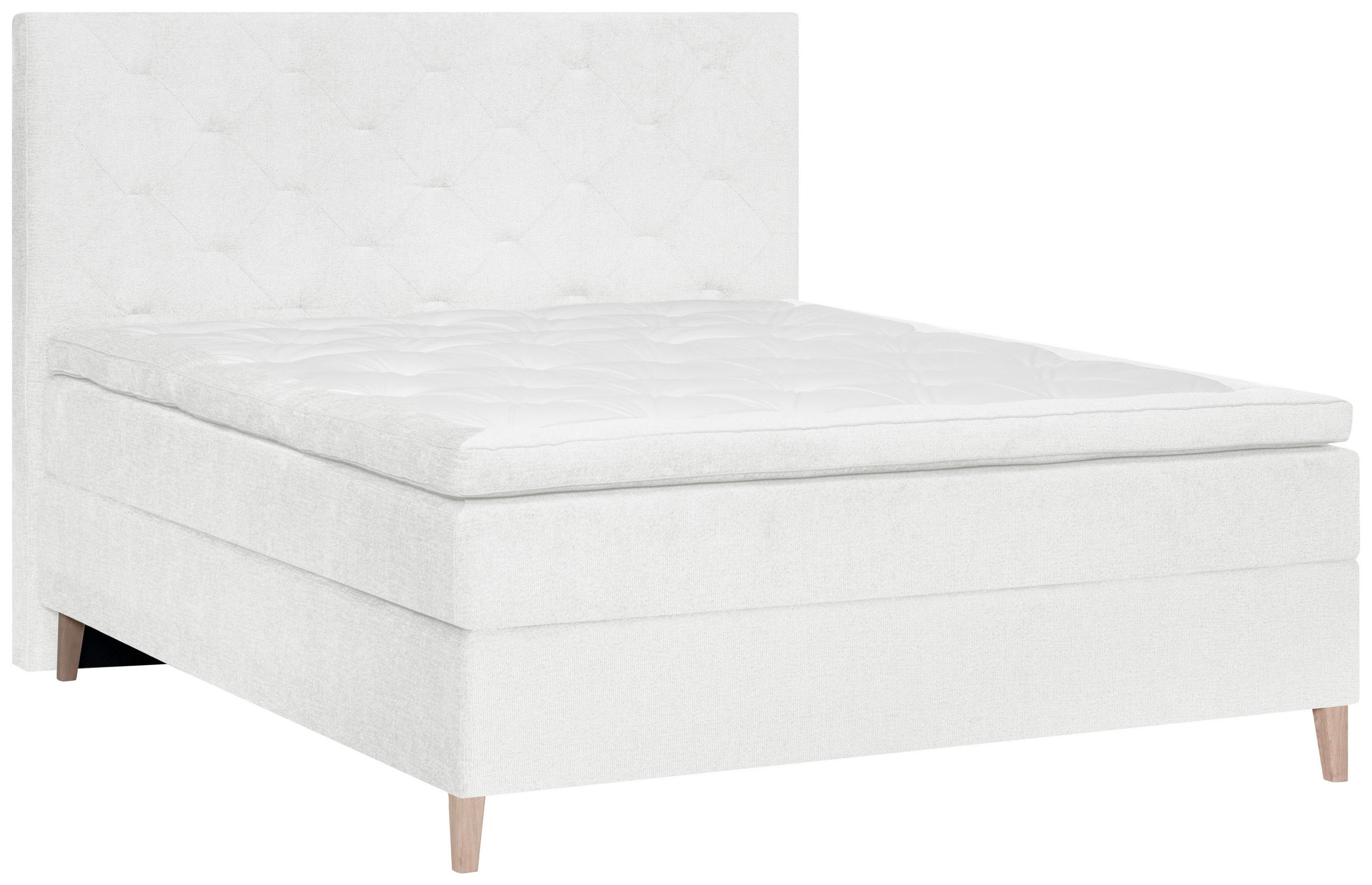 BOXSPRINGBETT 180/200 cm  in Weiss  - Weiss/Eichefarben, Konventionell, Holz/Textil (180/200cm) - Welnova