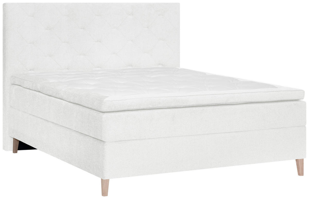 BOXSPRINGBETT 120/200 cm  in Weiß  - Eichefarben/Weiß, KONVENTIONELL, Holz/Textil (120/200cm) - Welnova