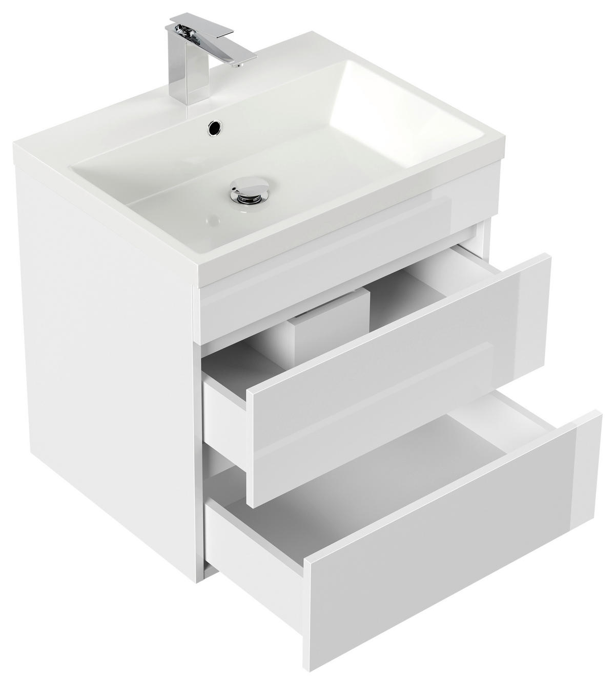 WASCHTISCHKOMBI 60 cm  - Weiß Hochglanz/Weiß, Basics, Keramik/Holzwerkstoff (60cm) - MID.YOU