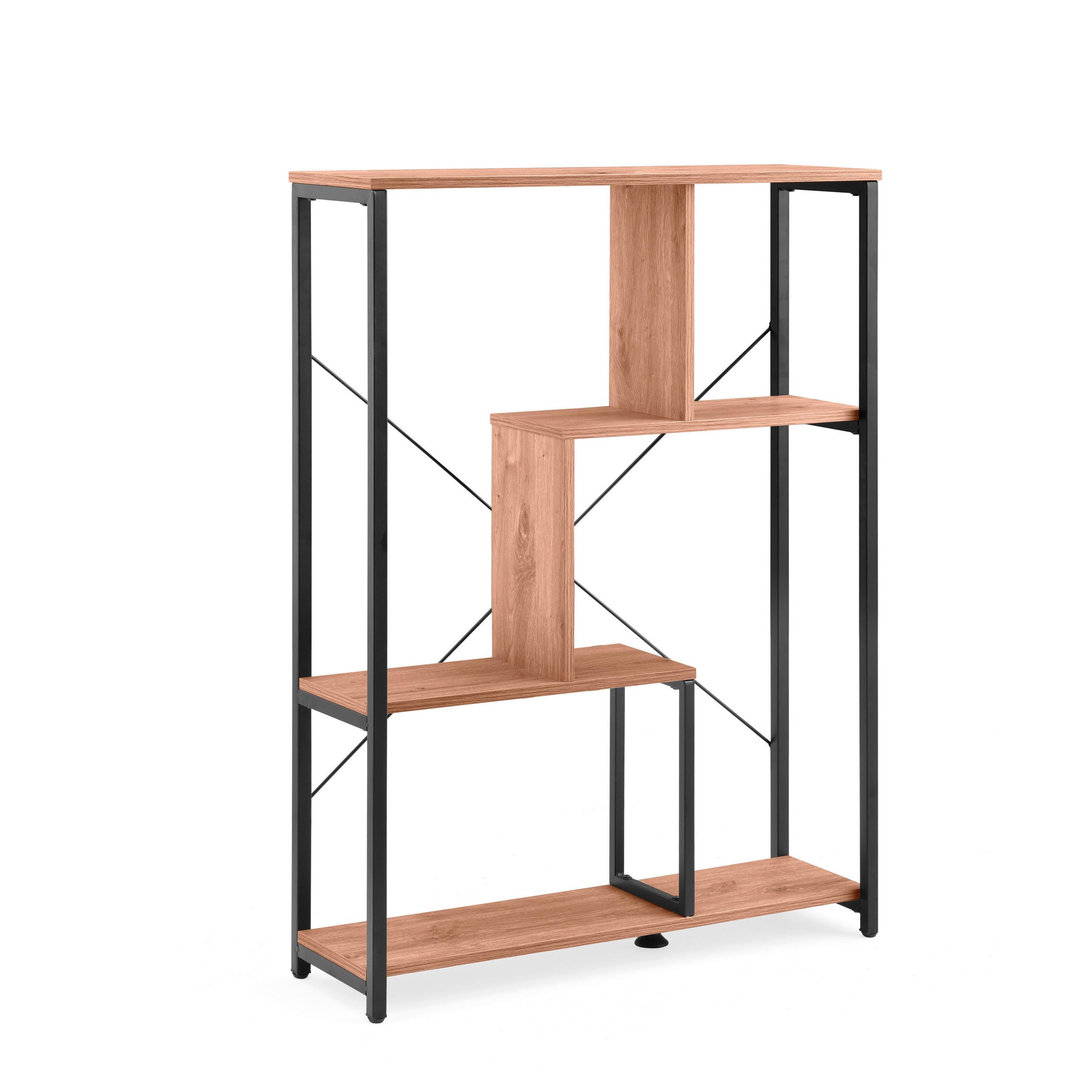 STANDREGAL Schwarz, Eichefarben  - Eichefarben/Schwarz, MODERN, Holzwerkstoff/Metall (80/110/24cm) - MID.YOU