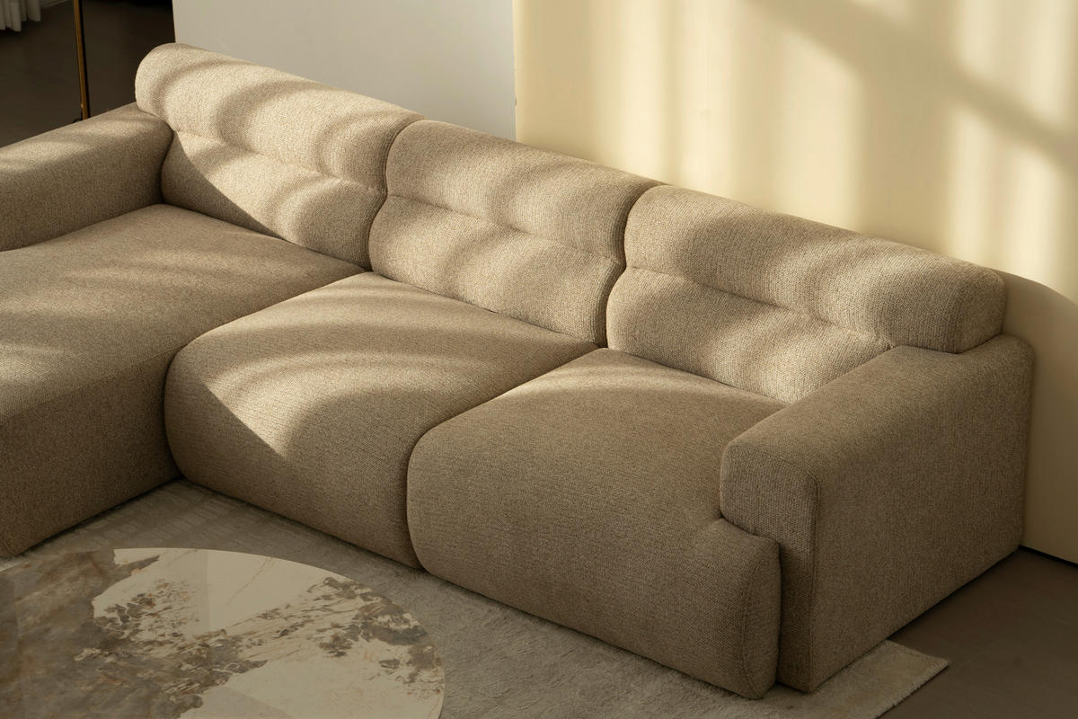 ECKSOFA Taupe Leinenoptik  - Taupe, Design, Holz/Textil (260/68/156cm) - P & B