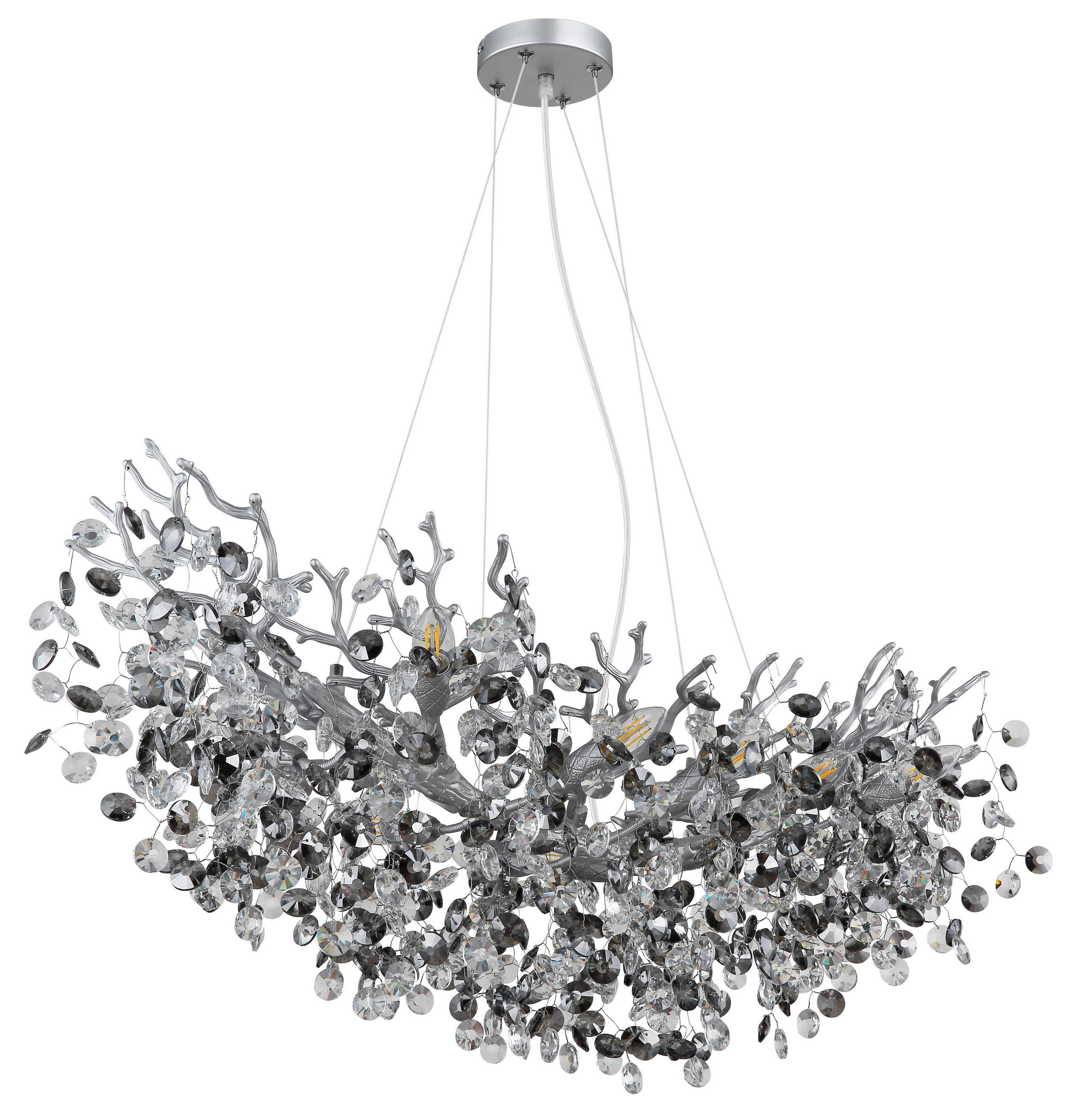 KRONLEUCHTER 100/45/120 cm   - Klar/Silberfarben, KONVENTIONELL, Glas/Metall (100/45/120cm)