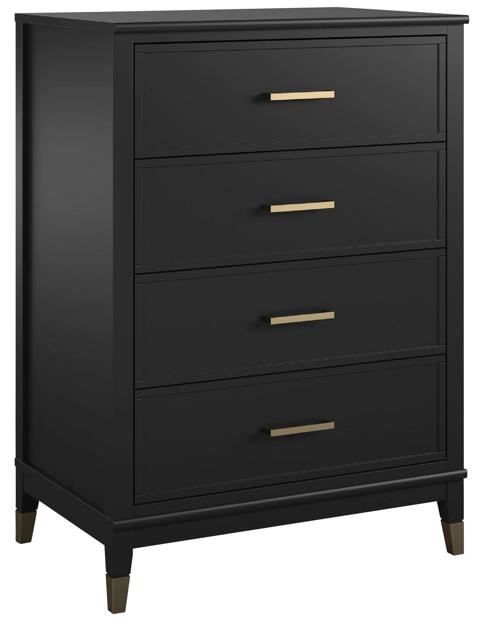 KOMMODE , 76/106/50 cm, 4 Schublade(n)  - Schwarz/Bronzefarben, Design, Holzwerkstoff/Metall (76/106/50cm) - MID.YOU