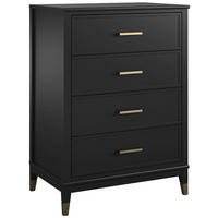 KOMMODE 76/106/50 cm 4 Schublade(n)  - Schwarz/Bronzefarben, Design, Holzwerkstoff/Metall (76/106/50cm) - MID.YOU
