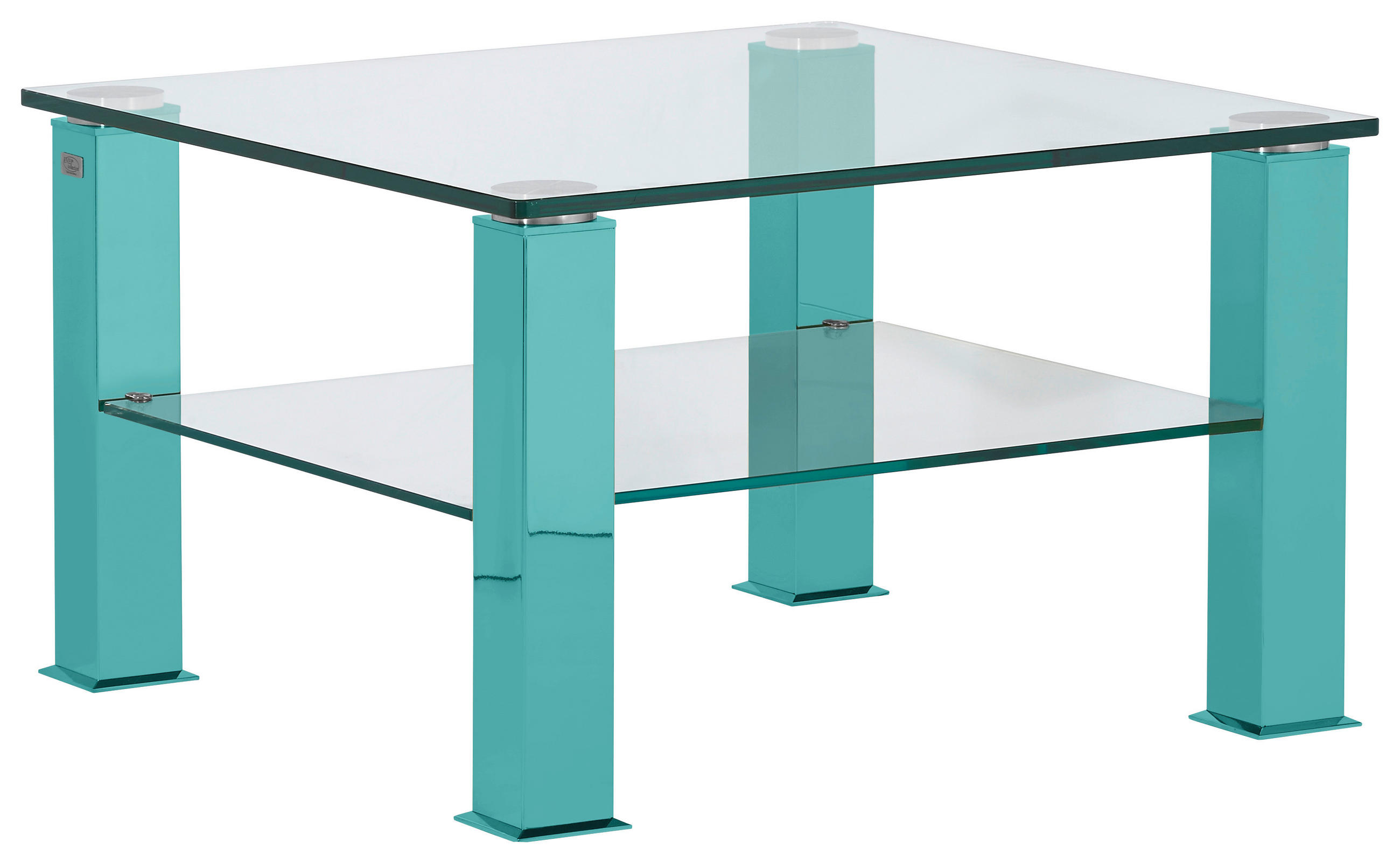 COUCHTISCH in Metall, Glas 75/75/42,5 cm  - Türkis, Design, Glas/Kunststoff (75/75/42,5cm)