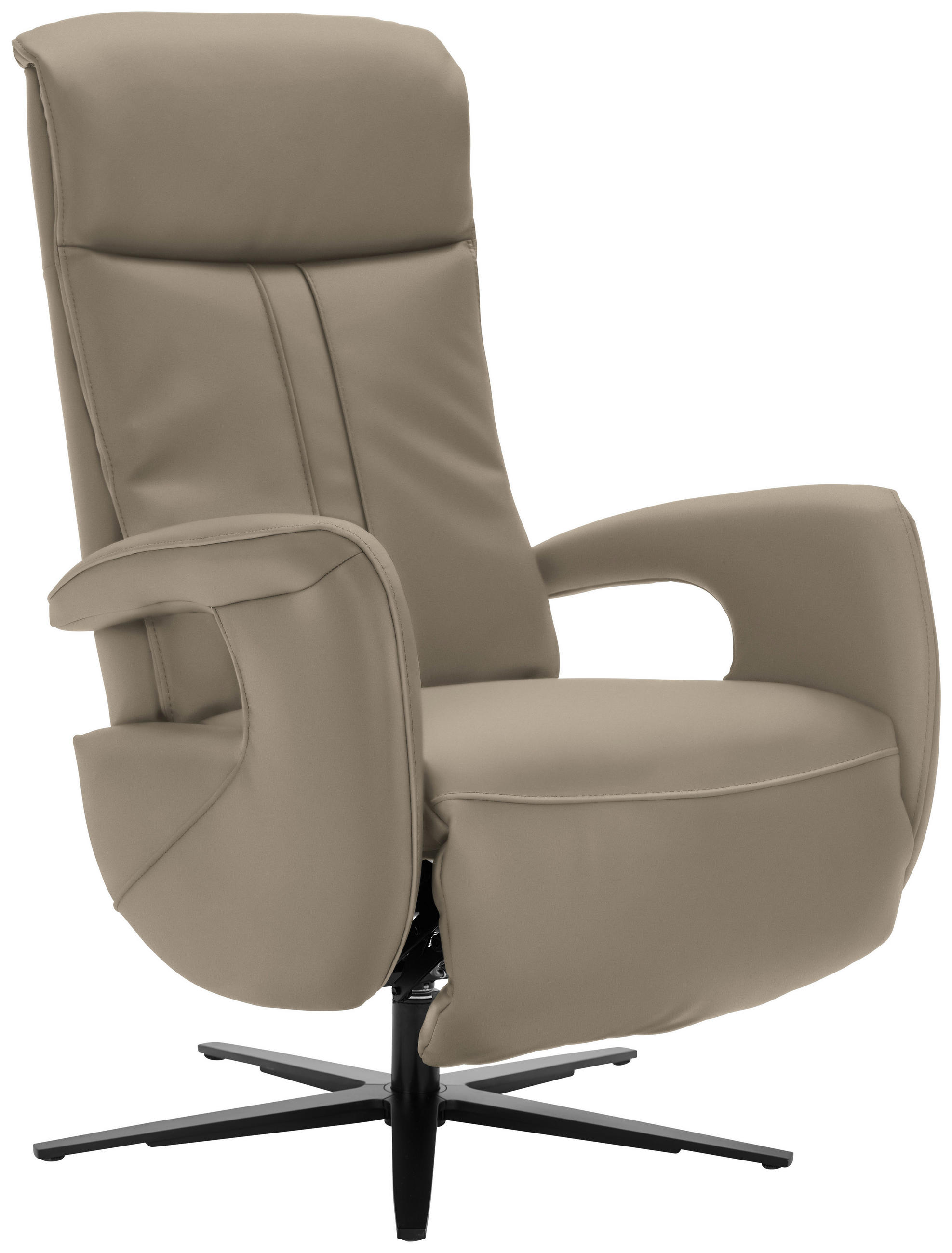RELAXSESSEL in Leder Greige  - Greige/Schwarz, Design, Leder/Metall (71/112/83cm) - Dieter Knoll