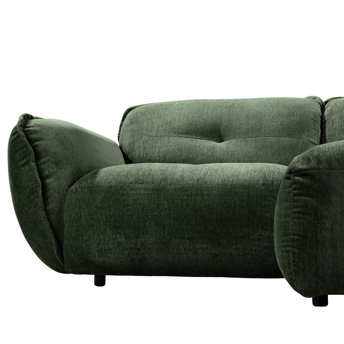 ECKSOFA in Chenille Dunkelgrün  - Dunkelgrün/Schwarz, Modern, Kunststoff/Textil (269/184cm) - Trendmanufaktur