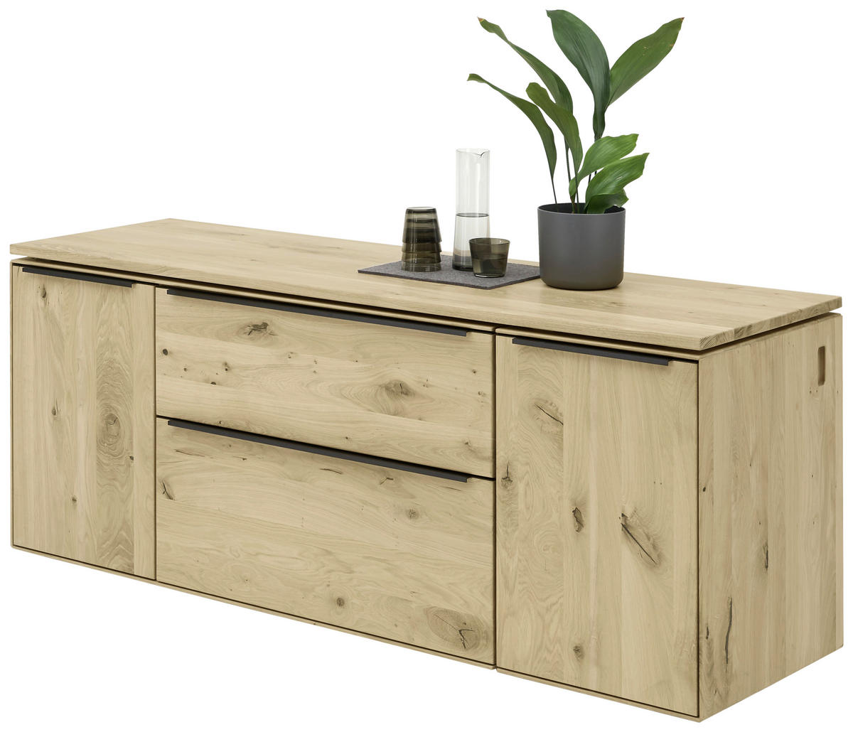 SIDEBOARD Eichefarben  182/76/60/228 cm  - Eichefarben/Anthrazit, Natur, Holz/Metall (182/76/60/228cm) - Valnatura