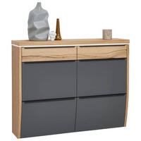 HÄNGESCHUHSCHRANK furniert, massiv Eichefarben, Grau  - Eichefarben/Anthrazit, Design, Holzwerkstoff/Metall (121/96/31cm) - Dieter Knoll