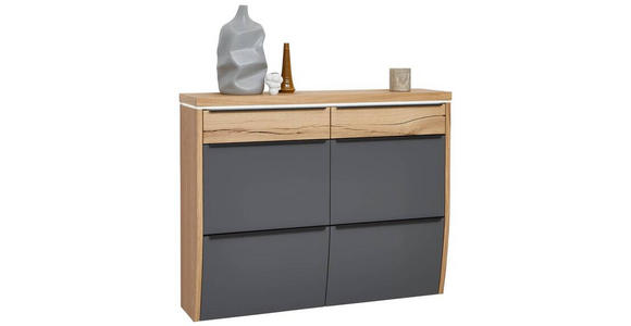 HÄNGESCHUHSCHRANK furniert, massiv Grau, Eichefarben  - Eichefarben/Anthrazit, Design, Holzwerkstoff/Metall (121/96/31cm) - Dieter Knoll