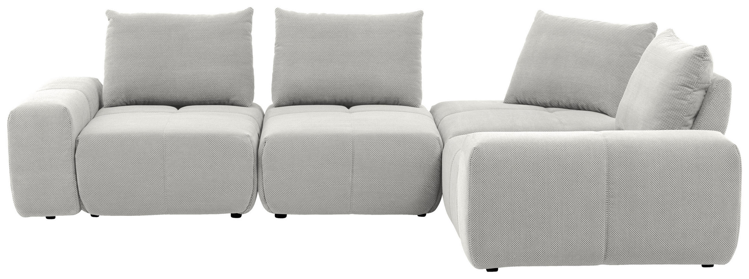 ECKSOFA  in Velours Hellgrau  326/236 cm  - Hellgrau/Schwarz, Design, Kunststoff/Textil (326/236cm) - Xora