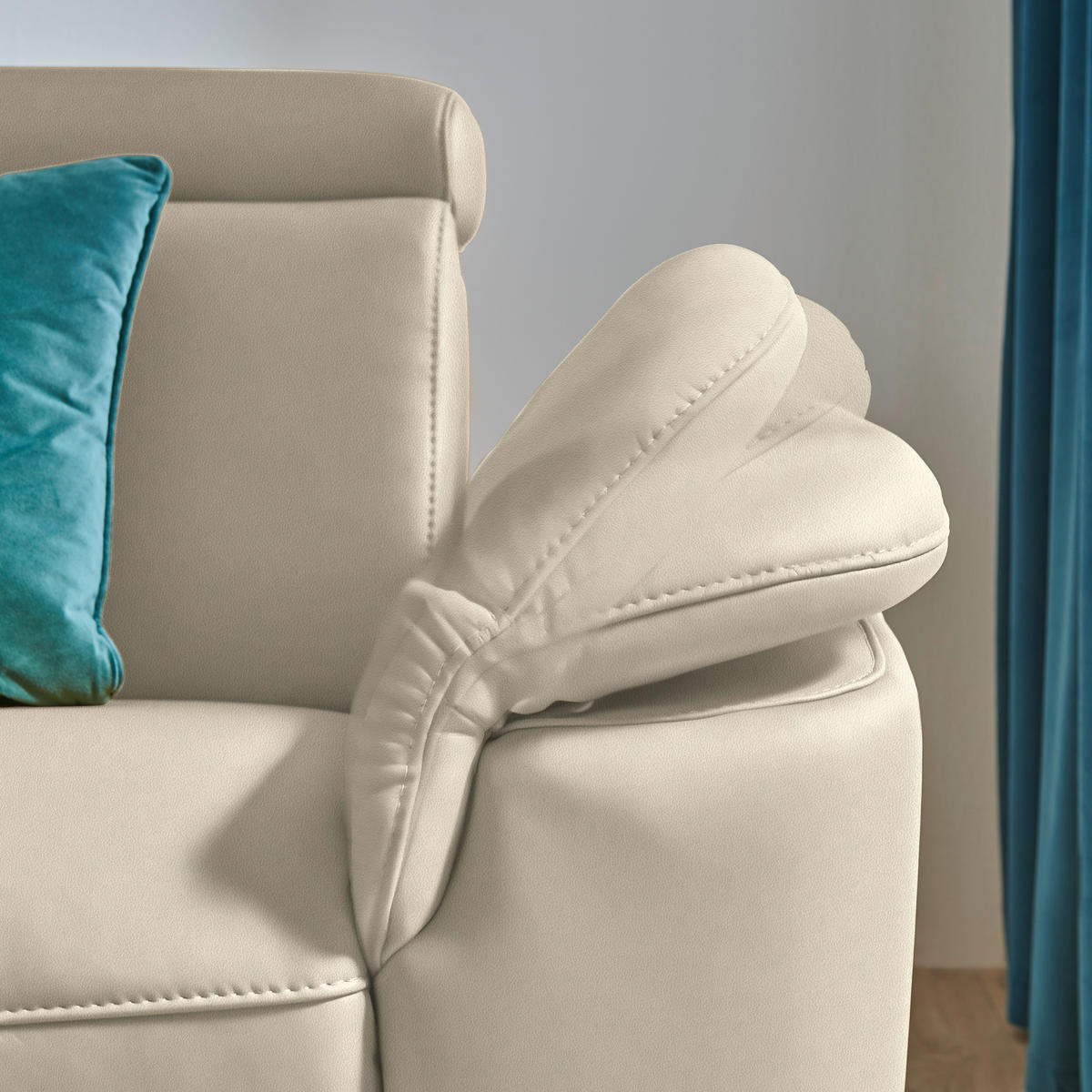 ECKSOFA in Echtleder Creme  - Creme/Schwarz, Design, Leder/Metall (239/285cm) - Cantus