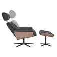 RELAXSESSELSET Lederlook Kombination Echtleder/Lederlook Hocker, Kopfteilverstellung    - Schwarz/Braun, Design, Leder/Holz (82/85-117/102cm) - Xora