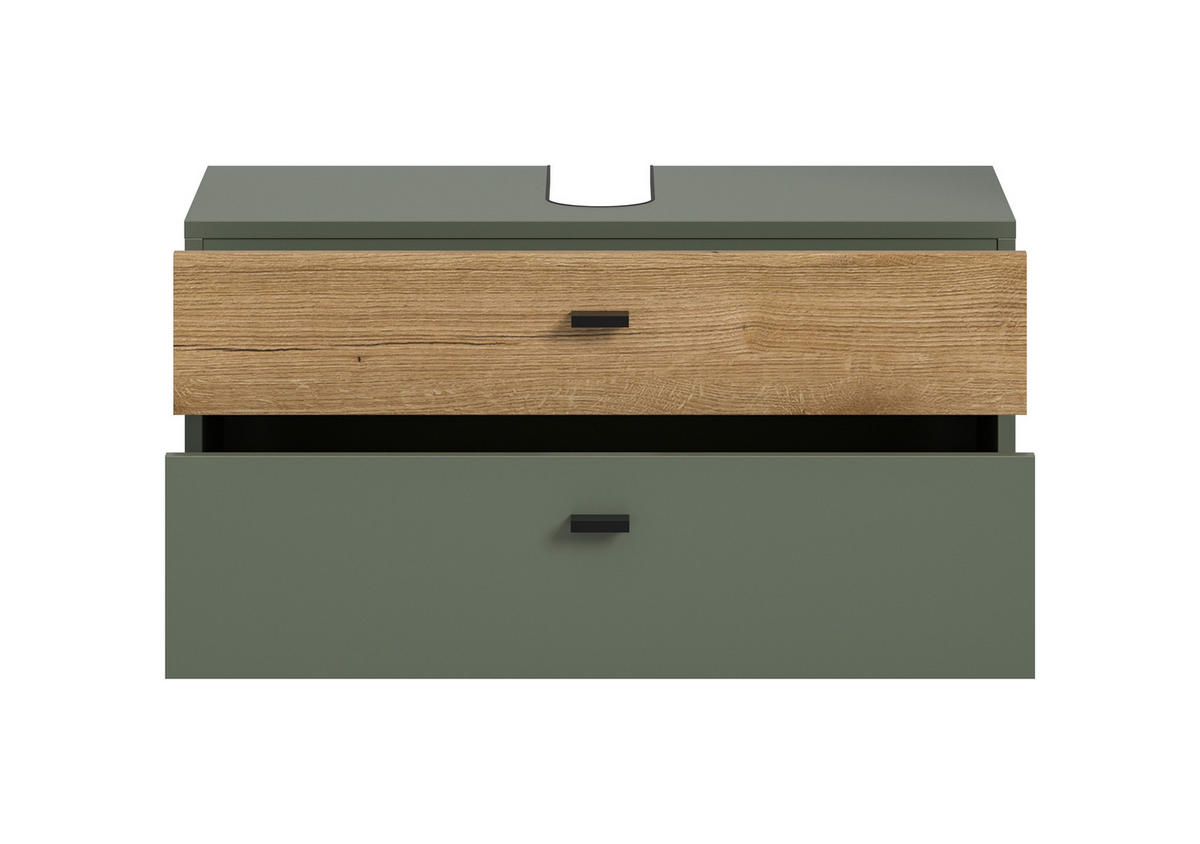 WASCHBECKENUNTERSCHRANK 75/35/35 cm  - Eichefarben/Schwarz, Trend, Holzwerkstoff/Kunststoff (75/35/35cm) - MID.YOU