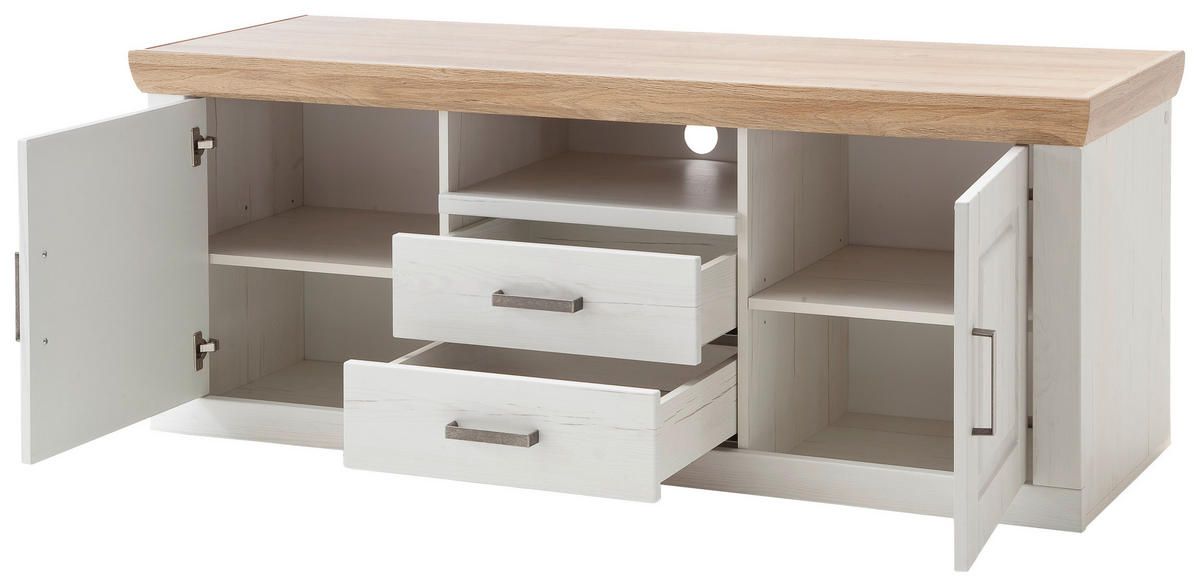 TV-ELEMENT - Eichefarben/Schwarz, LIFESTYLE, Holzwerkstoff/Metall (158/63/52cm) - Landscape