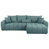 ECKSOFA in Velours Petrol  - Petrol/Schwarz, Konventionell, Kunststoff/Textil (298/168cm) - Carryhome