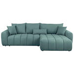 ECKSOFA in Velours Petrol  298/168 cm  - Petrol/Schwarz, KONVENTIONELL, Kunststoff/Textil (298/168cm) - Carryhome