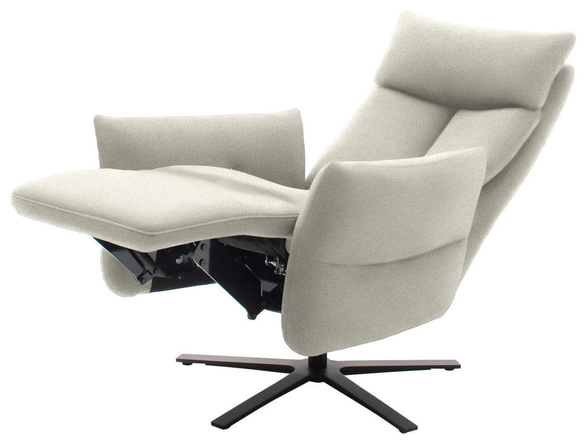 FERNSEHSESSEL in Chenille Creme  - Creme/Schwarz, Design, Textil/Metall (74/115/85cm) - Schöner Wohnen