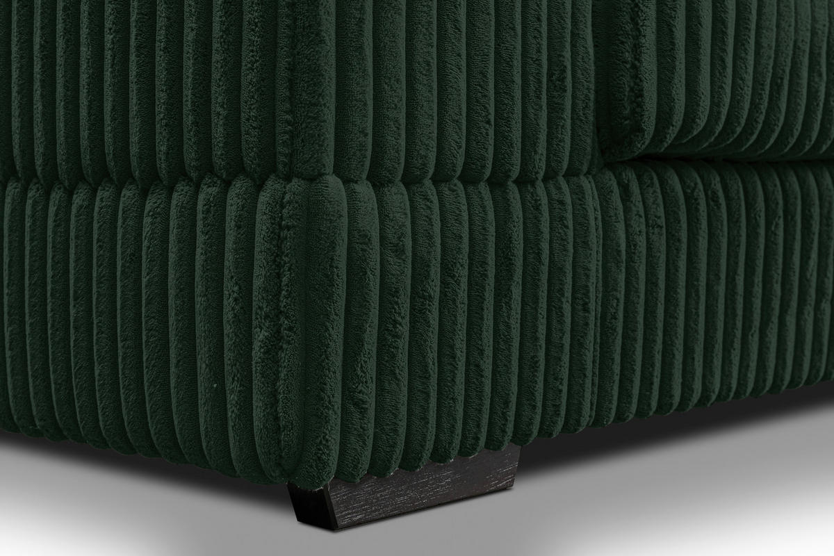 ECKSOFA in Cord Dunkelgrün  195/285 cm  - Dunkelgrün/Schwarz, Design, Kunststoff/Textil (195/285cm) - MID.YOU