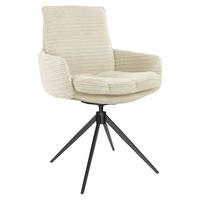 ARMLEHNSTUHL  Beinauswahl, Sitzfläche 360° drehbar, automatische Rückholfunktion, Stoff-/Lederauswahl gerippt  Beige  - Beige/Schwarz, Design, Textil/Metall (60/91/62cm) - Valdera