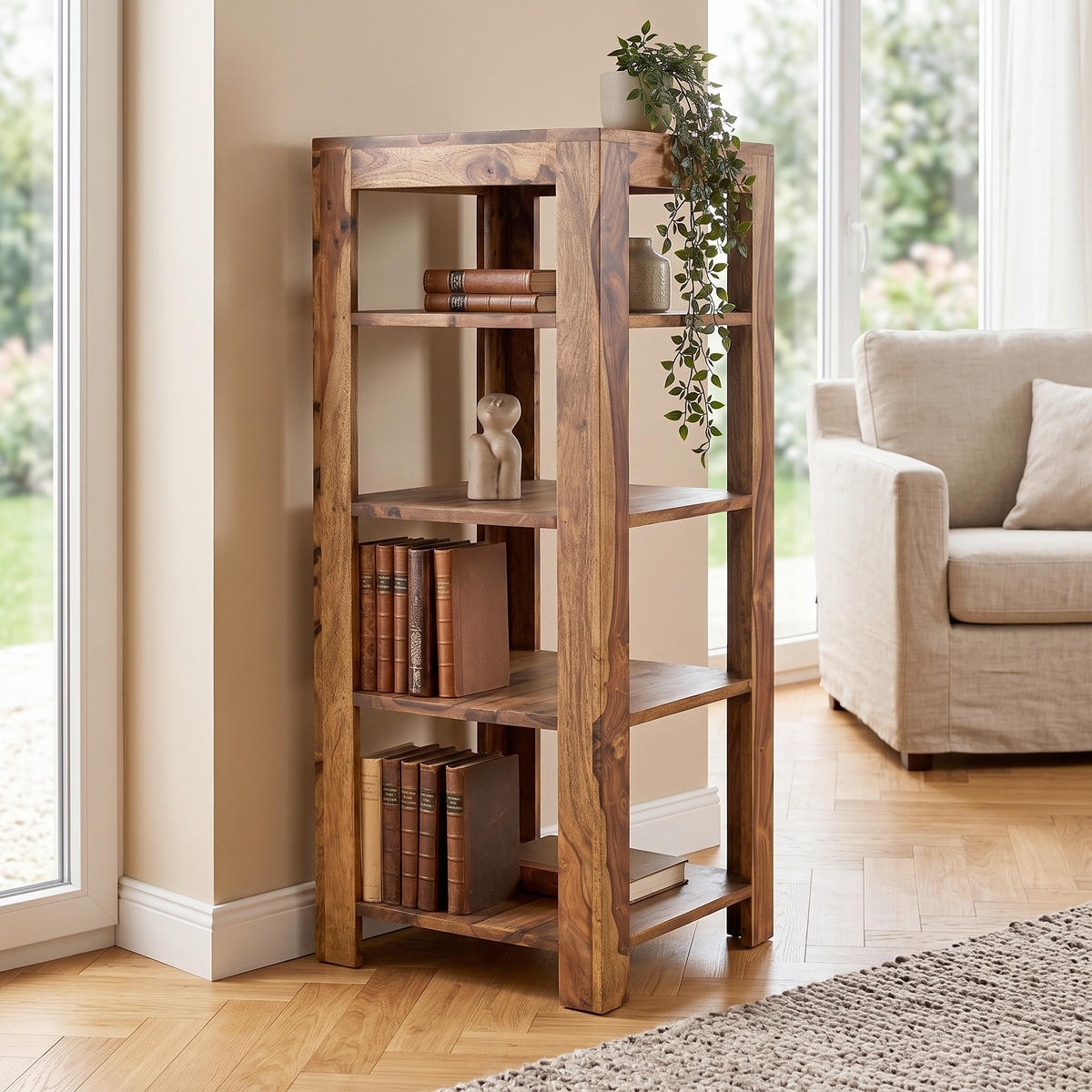 REGAL Sheesham massiv Sheeshamfarben  - Sheeshamfarben, MODERN, Holz (44/105/44cm) - MID.YOU