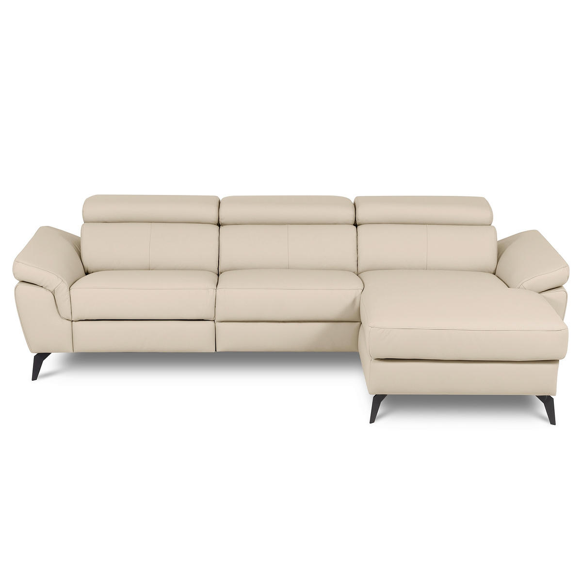 ECKSOFA SONO in Lederlook Echtleder Grau Armteilverstellung, Kopfteilverstellung  252/179 cm  - Schwarz/Grau, Design, Leder/Textil (252/179cm) - Livetastic