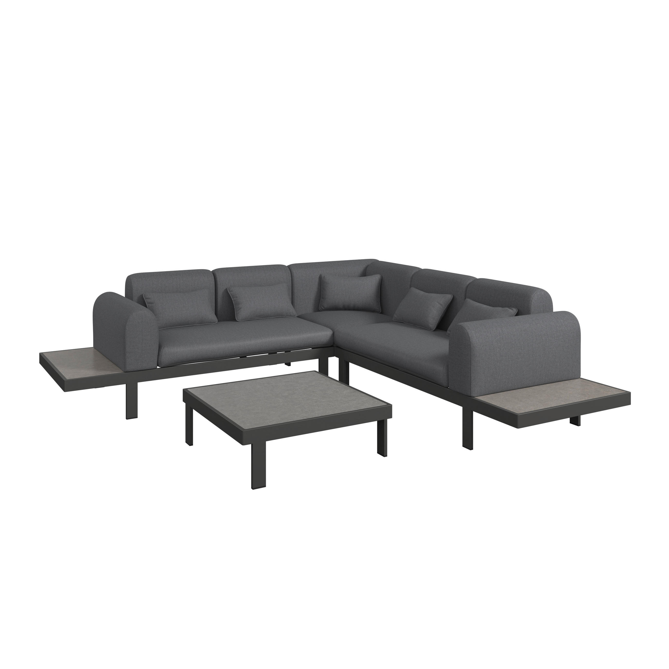 LOUNGEGARNITUR 273/273 cm Aluminium  - Anthrazit/Grau, MODERN, Glas/Textil (273/273cm) - Ambia Garden