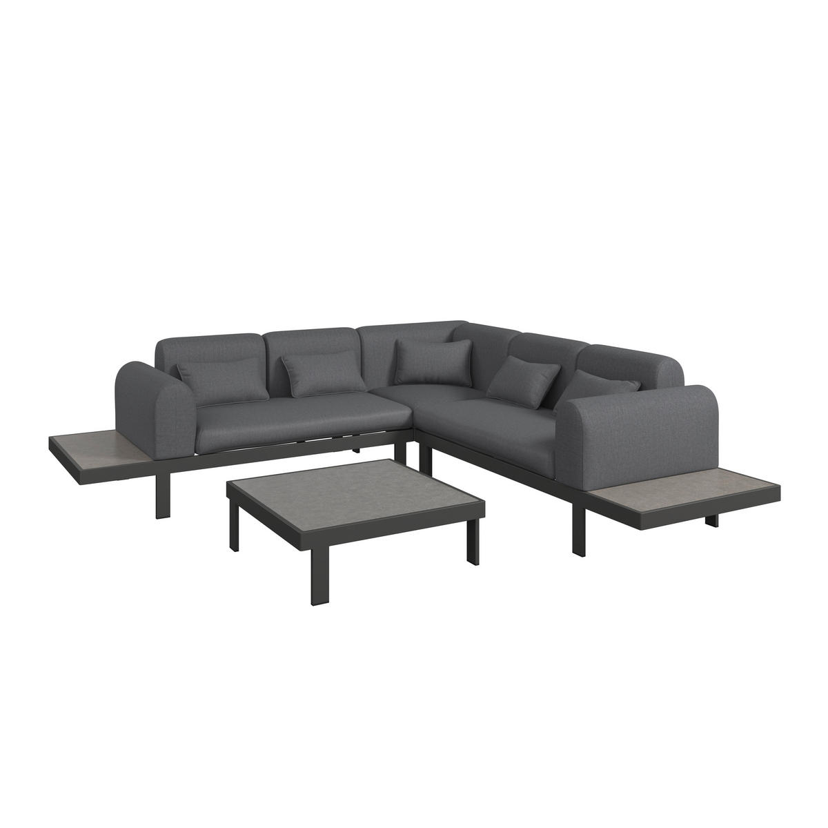 LOUNGEGARNITUR 273/273 cm Aluminium  - Anthrazit/Grau, MODERN, Glas/Textil (273/273cm) - Ambia Garden