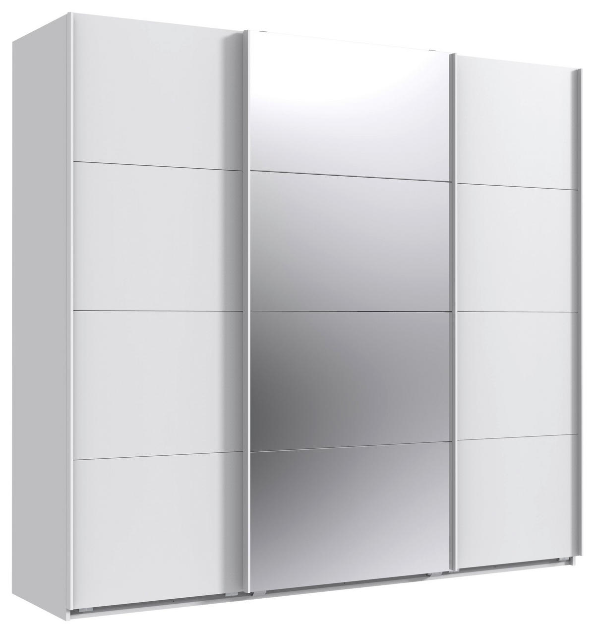 SCHWEBETÜRENSCHRANK  in Weiß  - Weiß, MODERN, Glas/Holzwerkstoff (225/208/64cm) - MID.YOU