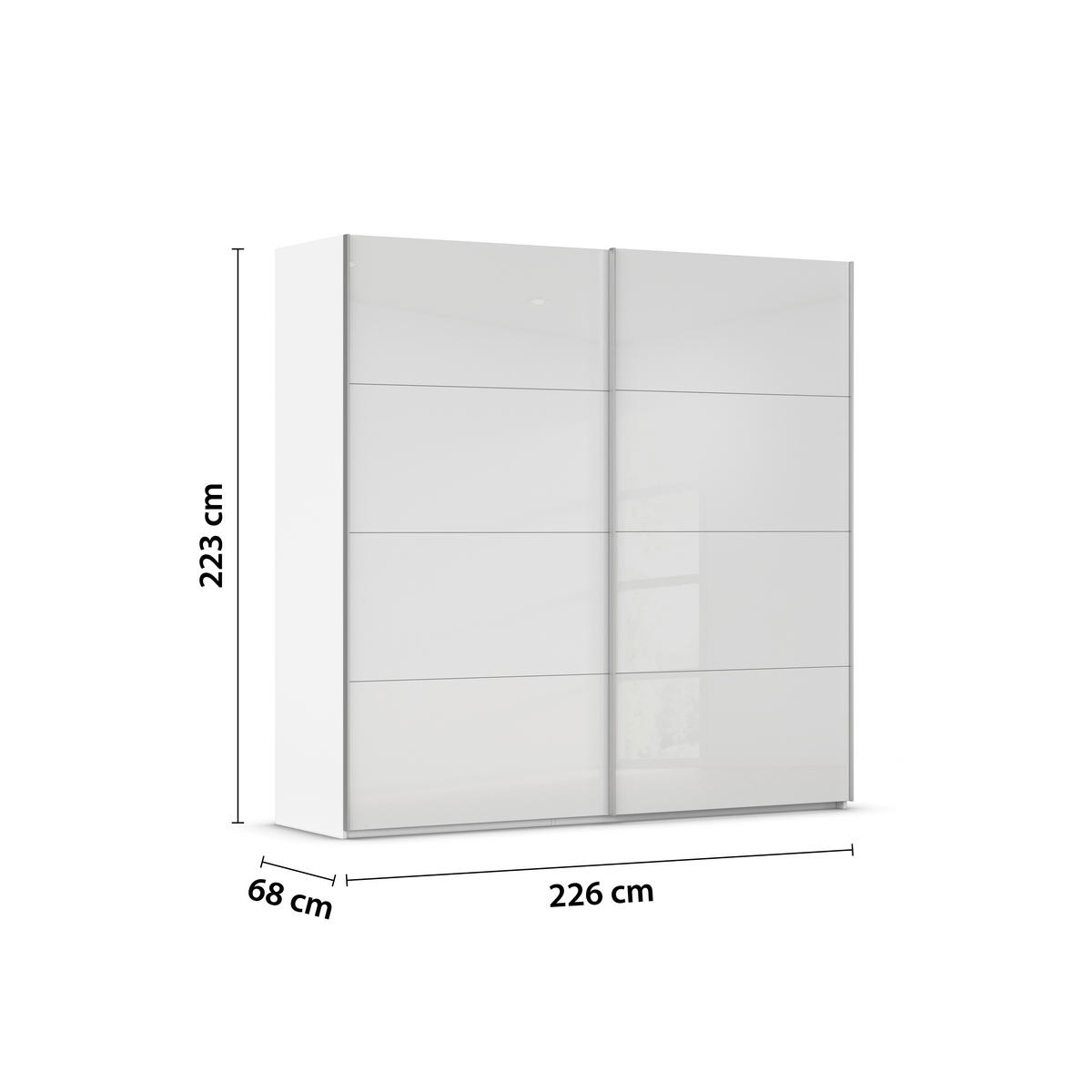 SCHWEBETÜRENSCHRANK 226/223/68 cm 2 Tür(en)-türig Weiß  - Alufarben/Weiß, Design, Glas/Holzwerkstoff (226/223/68cm) - Xora