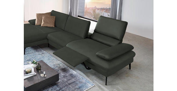 ECKSOFA in Echtleder Dunkelgrün 157/325 cm - Dunkelgrün/Schwarz, Design, Leder/Metall (157/325cm) - Dieter Knoll