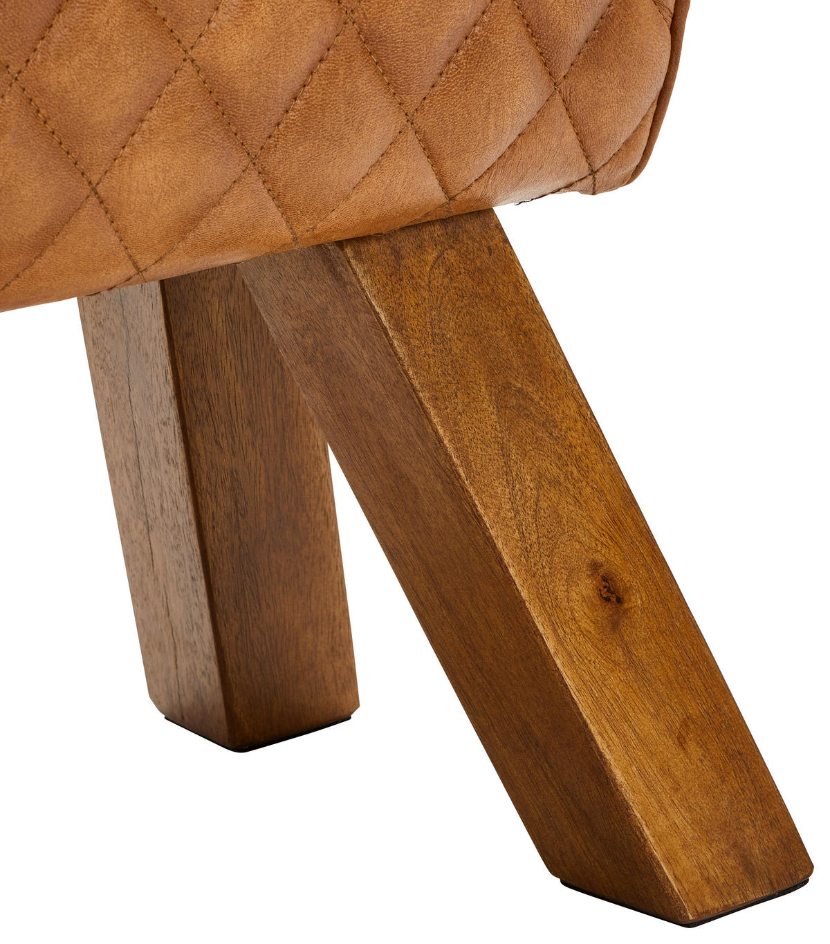 HOCKER Echtleder Mangoholz Braun  - Naturfarben/Braun, LIFESTYLE, Leder/Holz (42/45/35cm) - Livetastic
