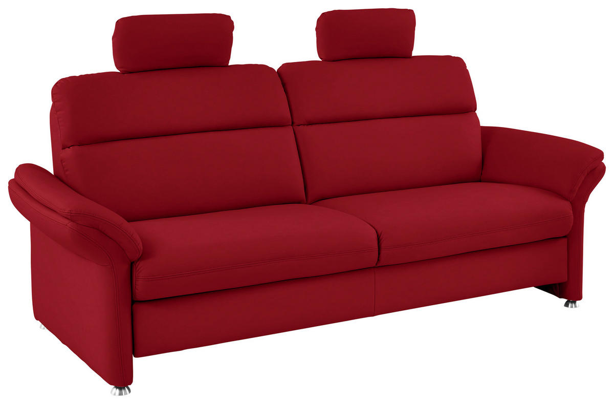 3-SITZER-SOFA in Echtleder Rot  - Rot/Alufarben, Konventionell, Leder/Metall (228/96/92cm) - Beldomo Premium