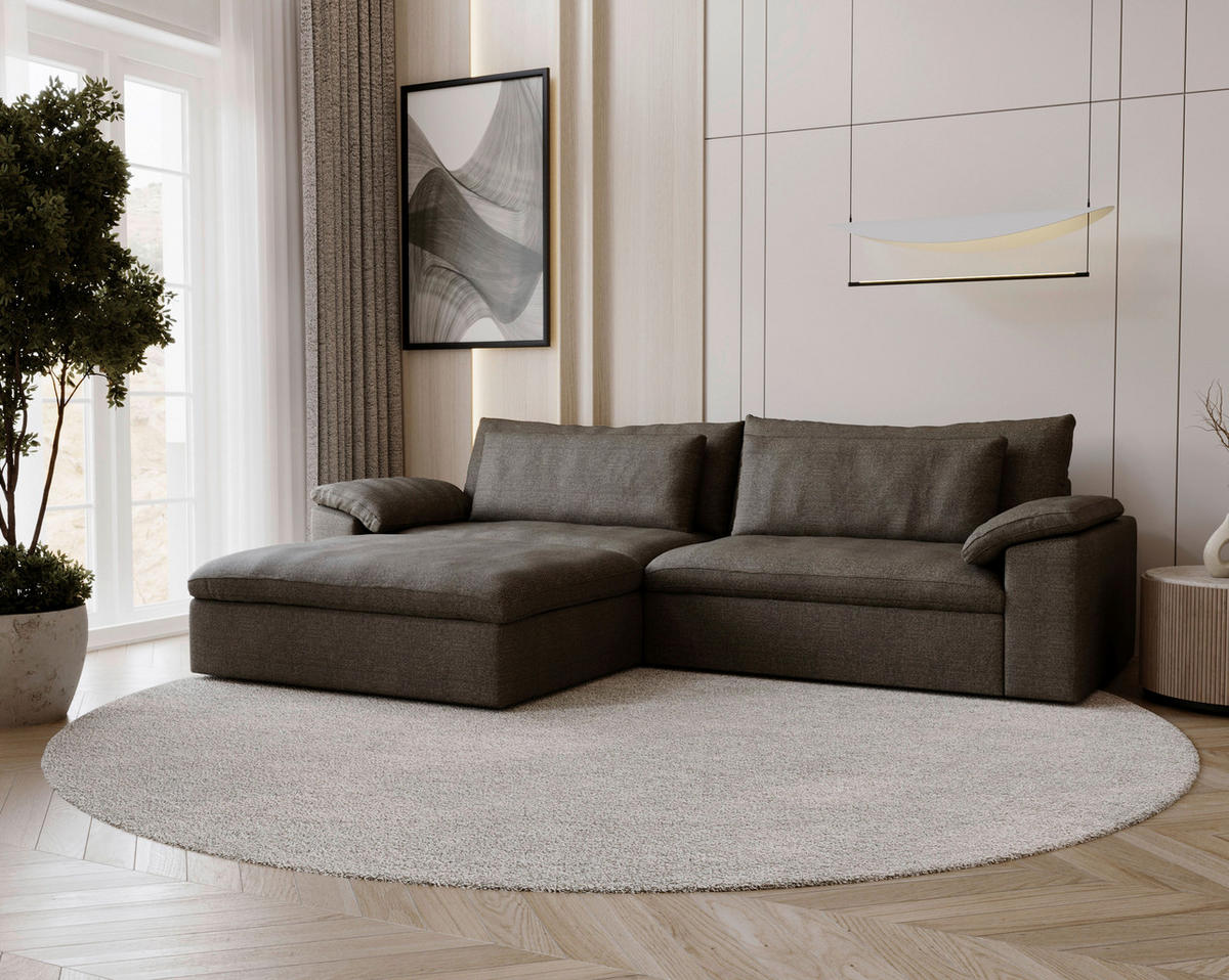 ECKSOFA  in Webstoff Braun  198/306 cm  - Schwarz/Braun, MODERN, Kunststoff/Textil (198/306cm) - Carryhome