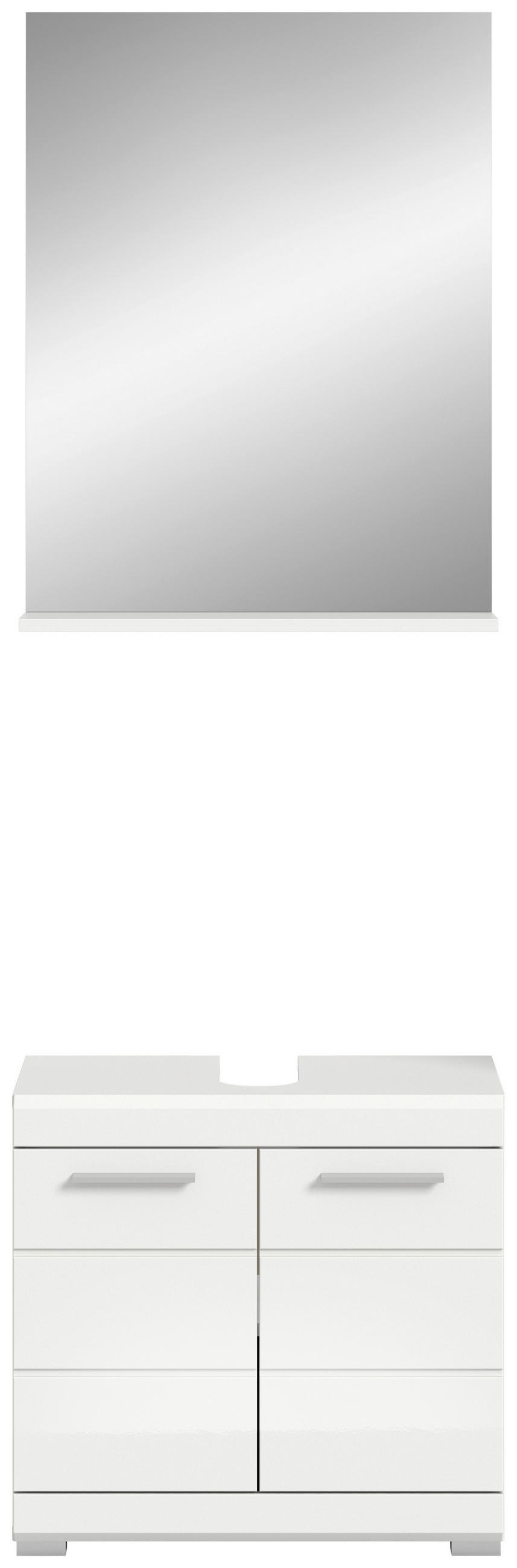 BADEZIMMER 2-teilig  in 60 cm  - Weiß Hochglanz/Silberfarben, MODERN, Glas/Holzwerkstoff (60cm) - MID.YOU