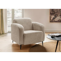 SESSEL in Bouclé Beige  - Beige/Schwarz, Modern, Textil/Metall (85/76/90cm) - Livetastic