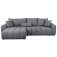 ECKSOFA  in Velours Dunkelgrau  168/298 cm  - Dunkelgrau/Schwarz, KONVENTIONELL, Kunststoff/Textil (168/298cm) - Carryhome