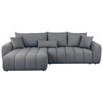 ECKSOFA in Velours Dunkelgrau  168/298 cm  - Dunkelgrau/Schwarz, KONVENTIONELL, Kunststoff/Textil (168/298cm) - Carryhome