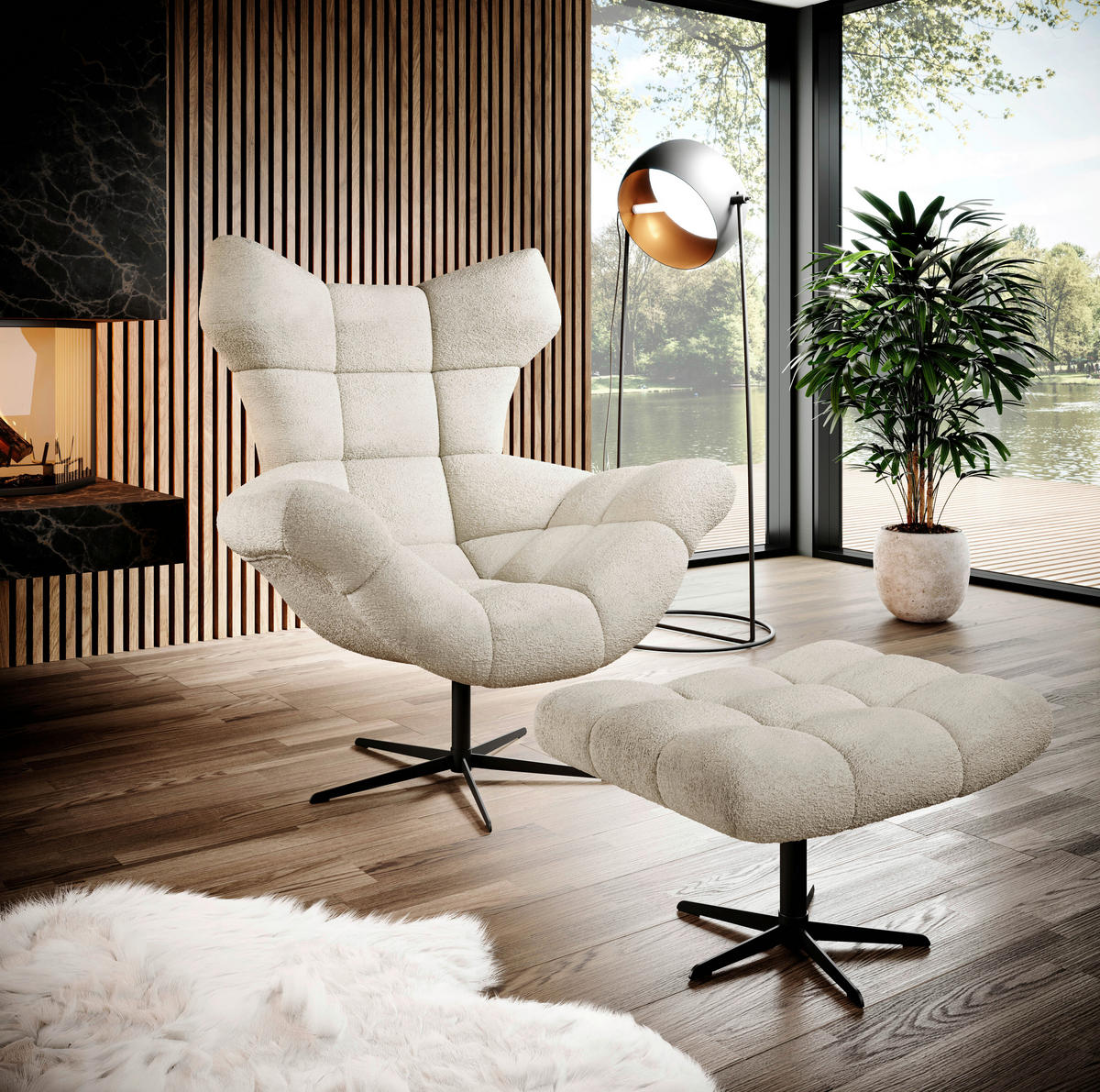 FÅTÖLJ i textil beige  - beige/svart, Design, metall/textil (103/119/84cm) - Johann Jakob