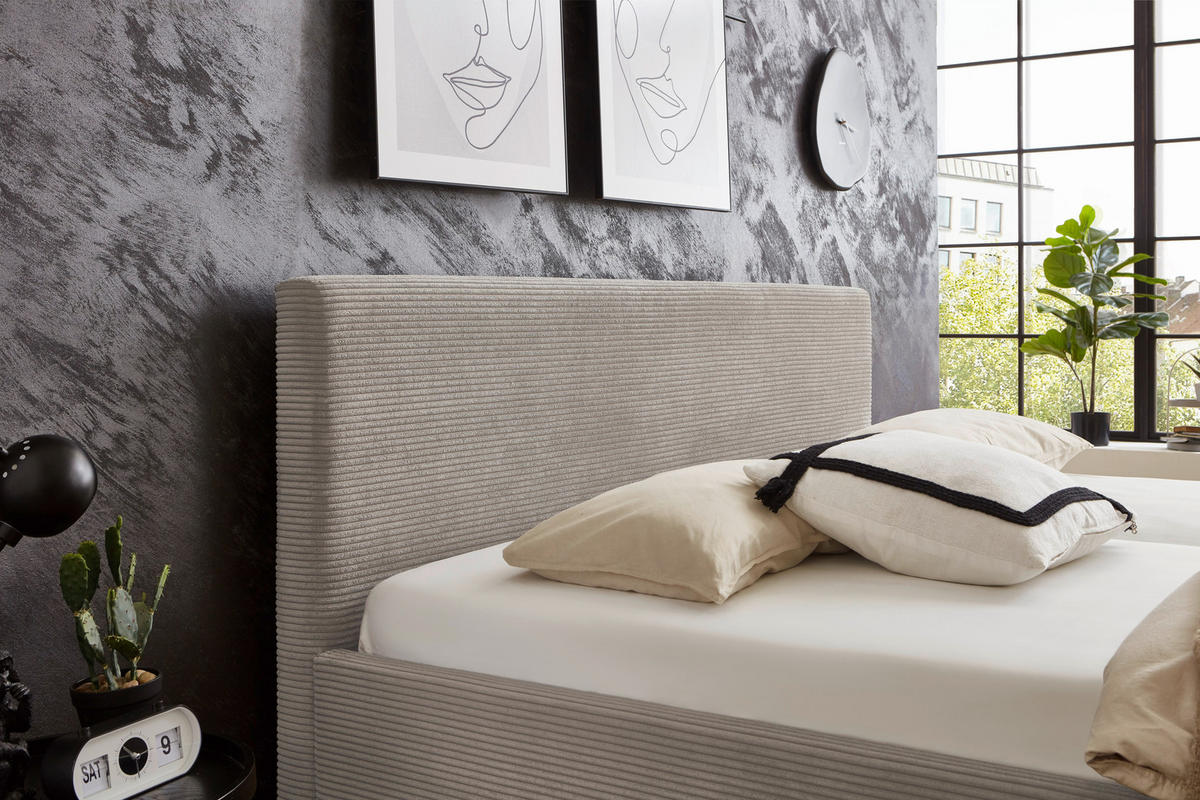 POLSTERBETT 180/200 cm  in Taupe  - Taupe/Schwarz, Basics, Textil/Metall (180/200cm) - Boxxx