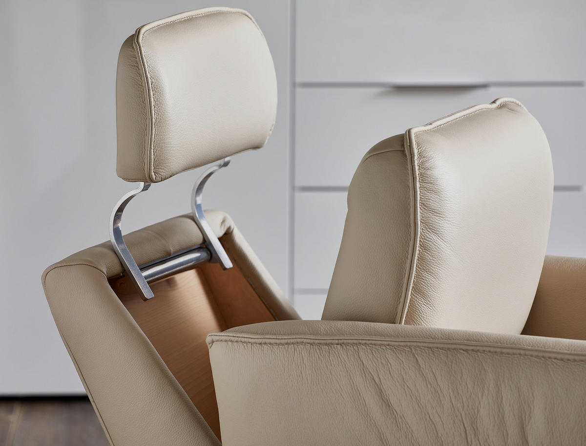 RELAXSESSEL in Leder Hellgrau  - Edelstahlfarben/Hellgrau, Design, Leder/Metall (72/89/91cm) - Himolla