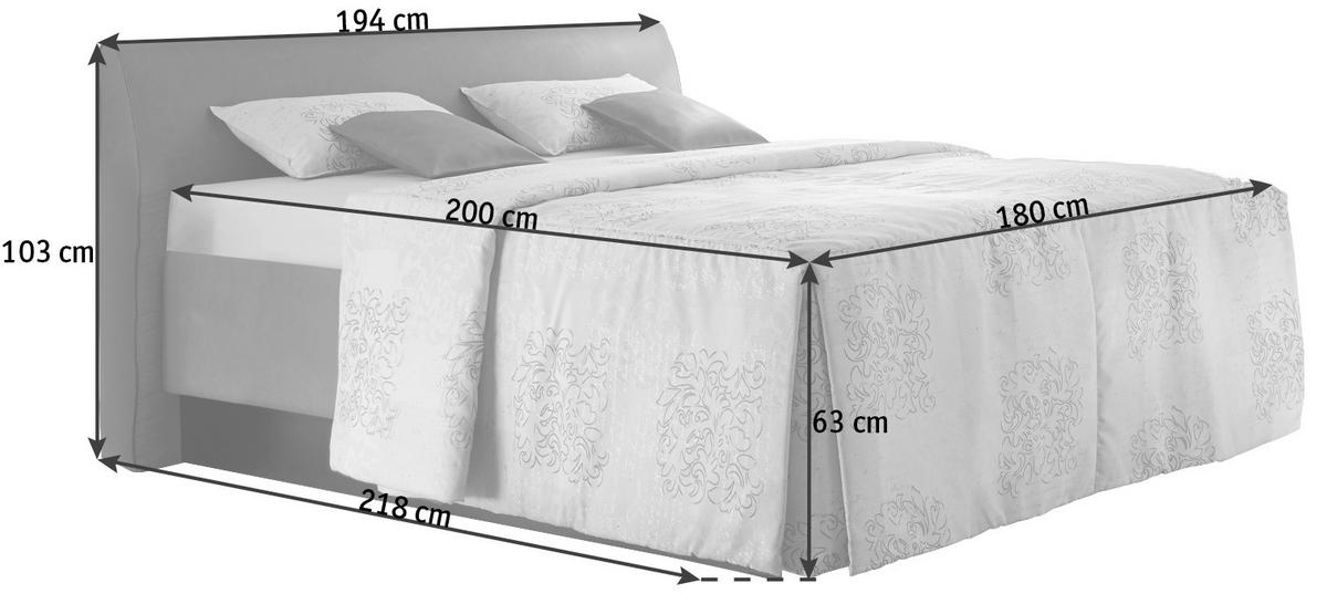 POLSTERBETT 180/200 cm,  in Grau, Matratze, gepolstertes Kopfteil, Lattenrost, Bettkasten, Tagesdecke, H2 + H2 = mittel  - Schlammfarben/Weiß, Design, Holzwerkstoff/Textil (180/200cm) - RUF Betten