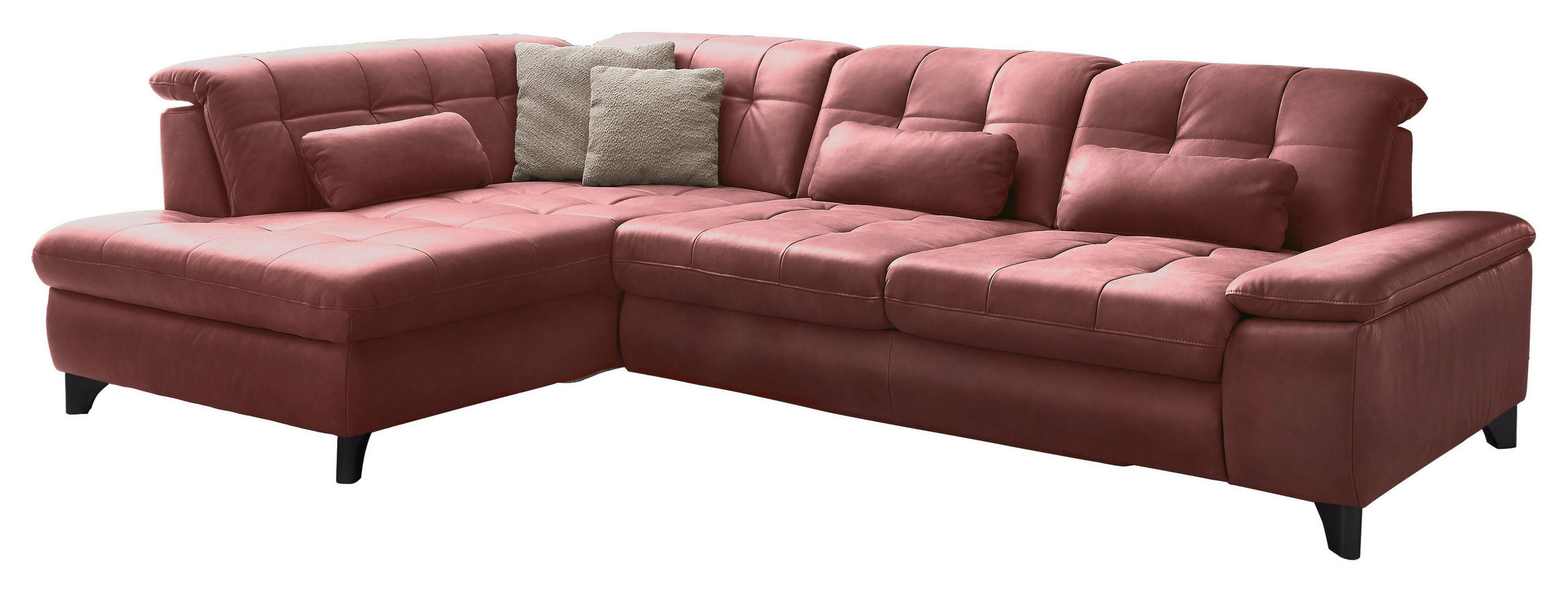 ECKSOFA  in Echtleder Dunkelrot  211/309 cm  - Schwarz/Dunkelrot, Design, Leder/Metall (211/309cm) - Beldomo Speed