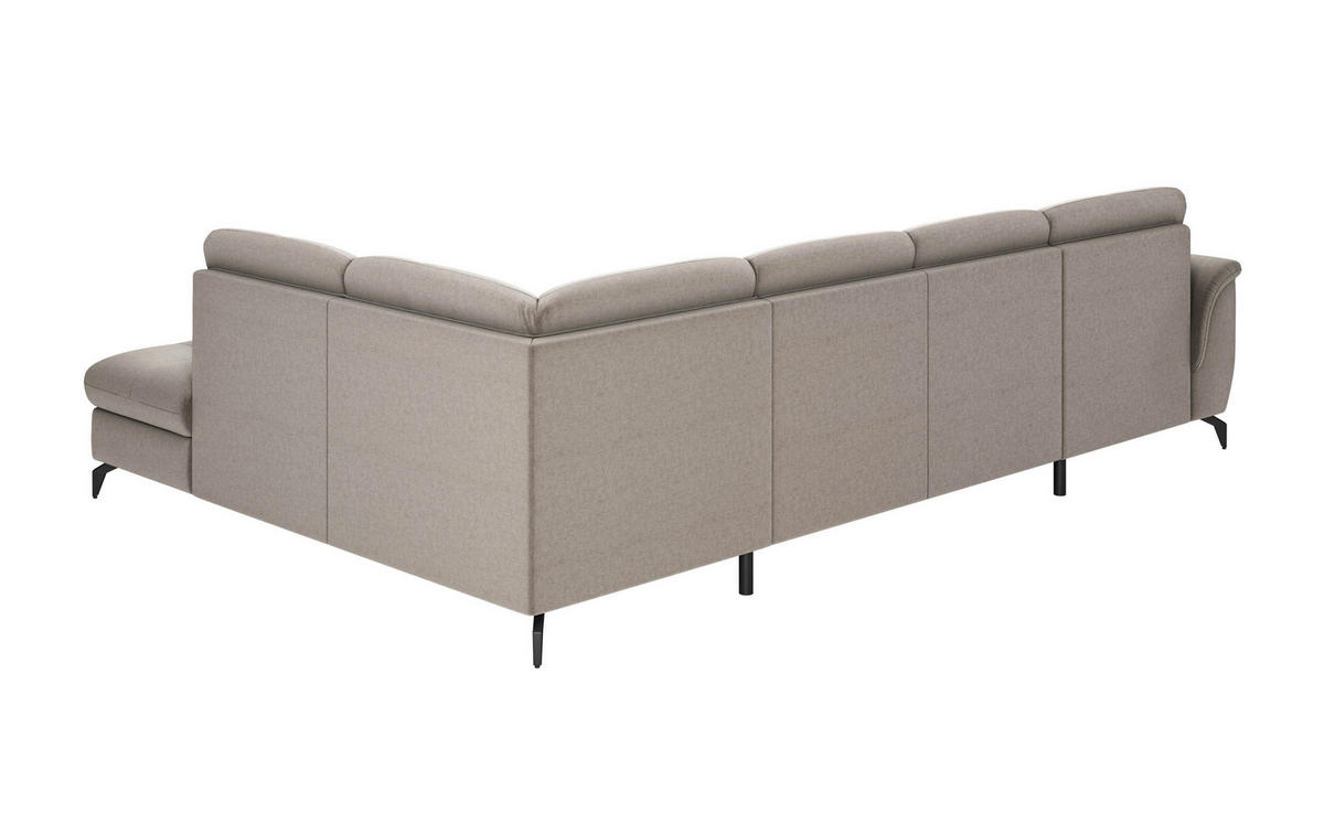 WOHNLANDSCHAFT Taupe Flachgewebe  - Taupe/Schwarz, MODERN, Textil/Metall (164/319/212cm) - Sit & More