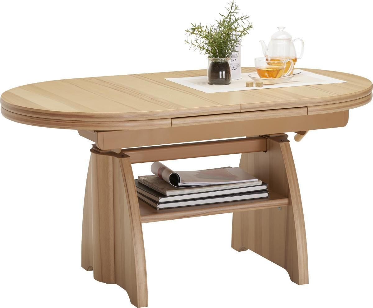 COUCHTISCH Wildeiche furniert 125-165,5/71/56-75 cm oval Wildeiche  - Wildeiche, KONVENTIONELL, Holzwerkstoff/Metall (125-165,5/71/56-75cm) - Venda