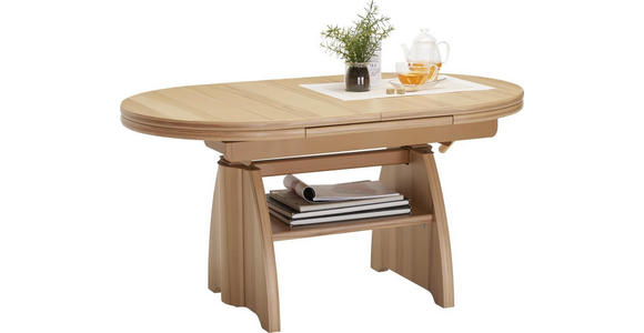 COUCHTISCH Wildeiche furniert oval Wildeiche 125-165,5/71/56-75 cm  - Wildeiche, KONVENTIONELL, Holzwerkstoff/Metall (125-165,5/71/56-75cm) - Venda