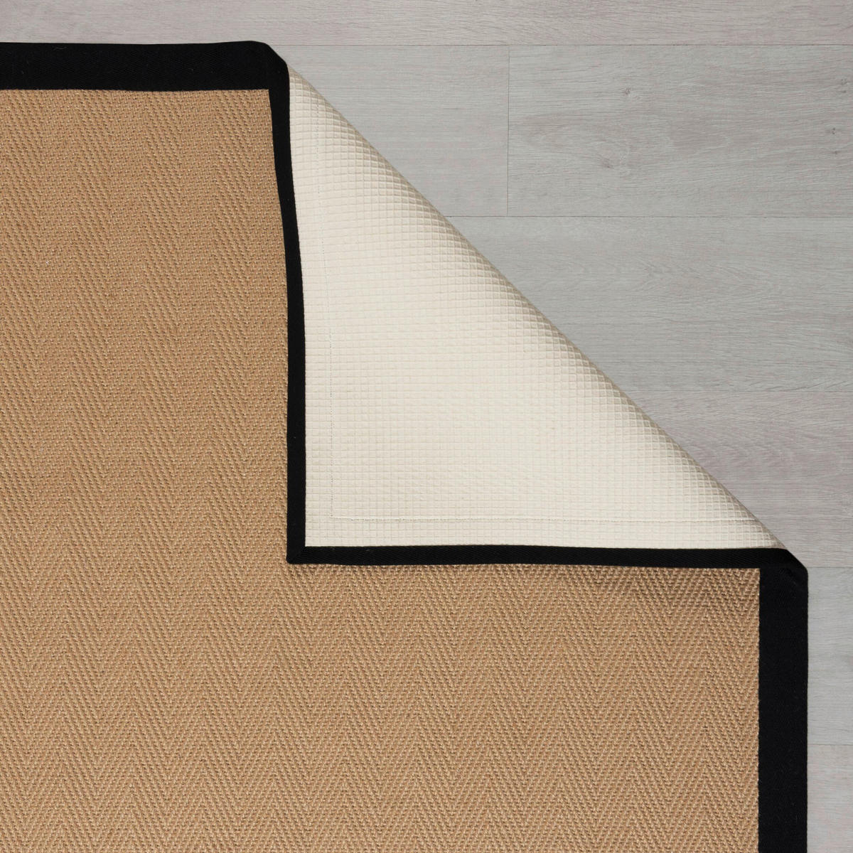 FLACHWEBETEPPICH 200/290 cm Herringbone Border Schwarz  - Schwarz, KONVENTIONELL, Naturmaterialien/Textil (200/290cm)